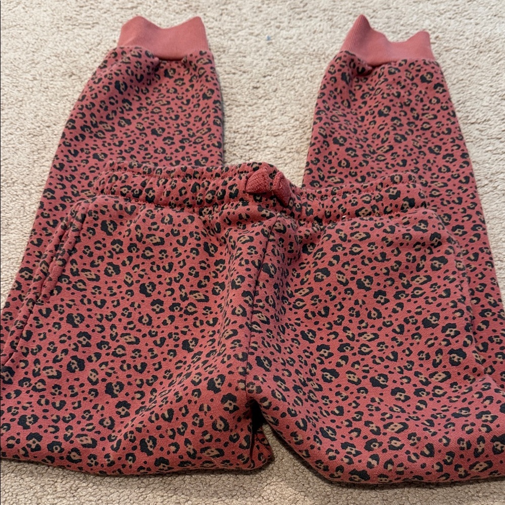 Cotton on girls pink Leopard Print Joggers sweatpants sz 9-10